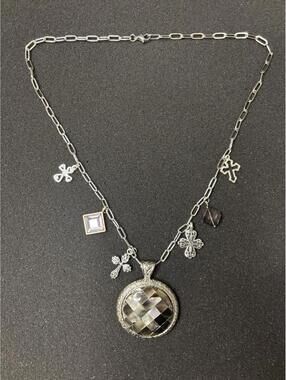 Handmade Cross Necklace 18in Paperclip Chain Chunky Junk Mult Charms Mixed Metal